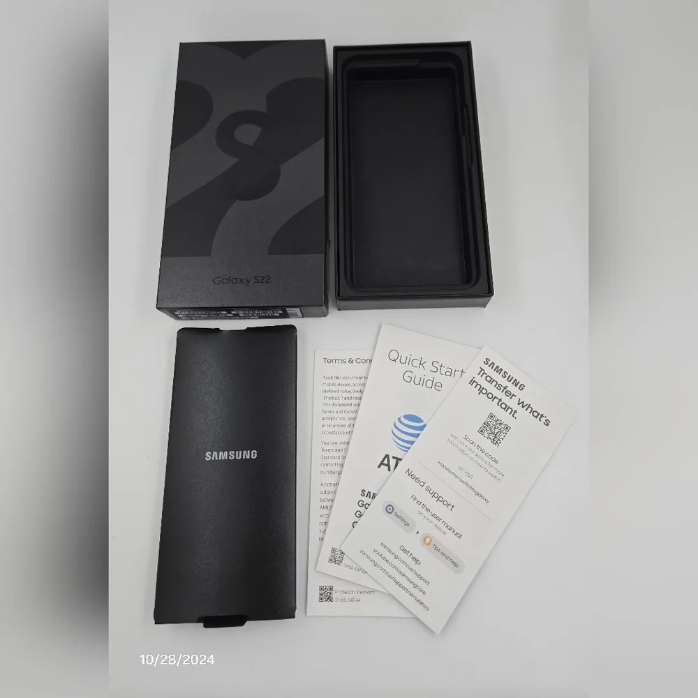 BOX ONLY - Samsung Galaxy S22 256GB Phantom Black AT&T - NO DEVICE